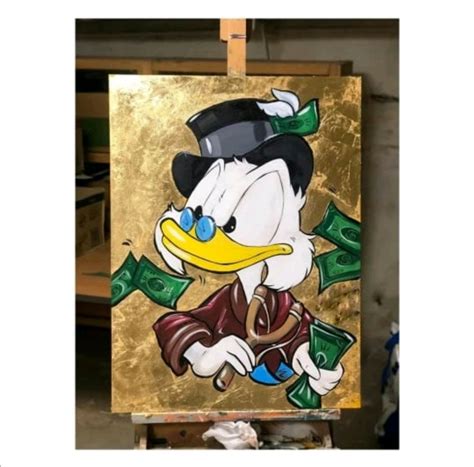 Картина маслом Скрудж Макдак Картина с золотой поталью на холсте в дом ...