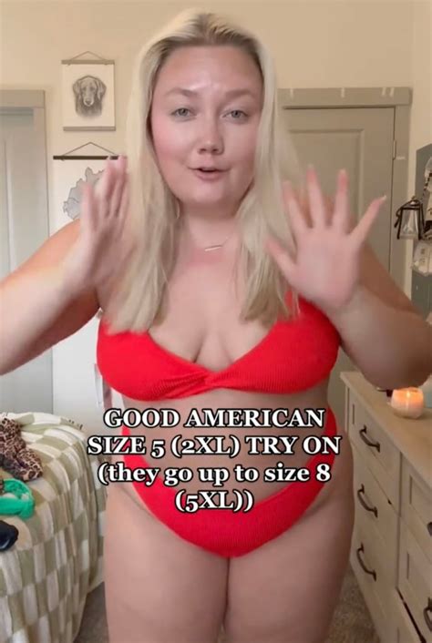 I M A Size And Did A Good American Swimwear Haul I Love The Red Bikini And The Monokini Has