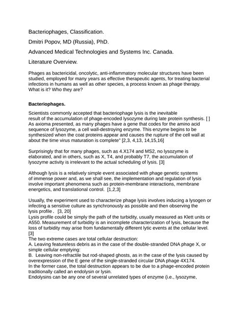 (PDF) Bacteriophages, Classification