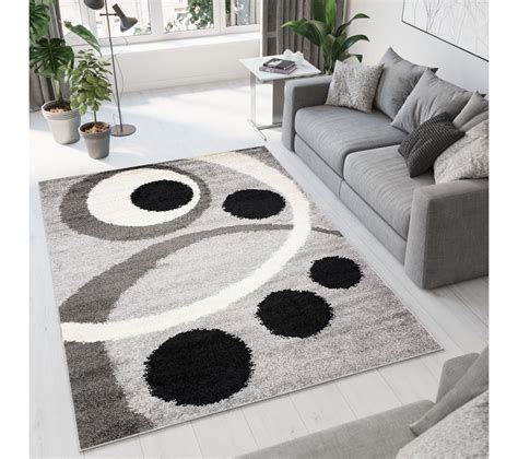 Tapis De Salon Blanc Noir Gris Moelleux Epais Shaggy X Tapis