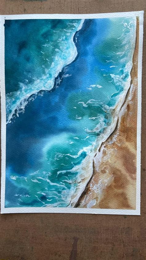 Paint the ocean with me! Watercolor painting tutorial, ocean, waves ...