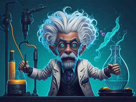 Premium Photo Mad Scientist Or Crazy Professor Character In Science Lab