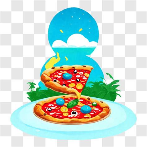 Descarga Pizza de personaje de dibujos animados colorida PNG En Línea