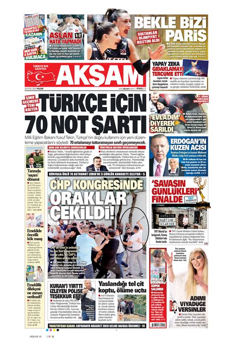 Ak Am Gazetesi Eyl L Pazar G N Man Eti