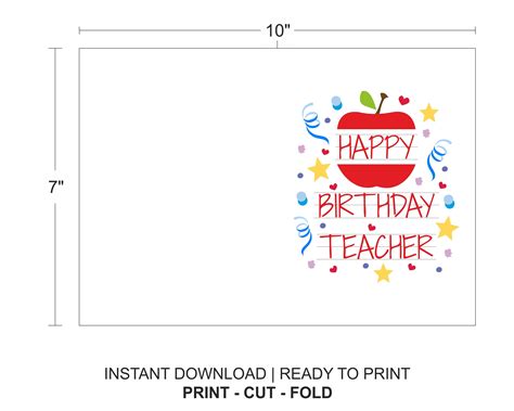 Birthday Card Teacher, Teacher Birthday Card, Happy Birthday Teacher Card, Teacher Birthday Card ...