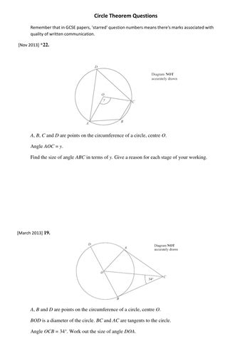 Gcse Circle Theorems Teaching Resources