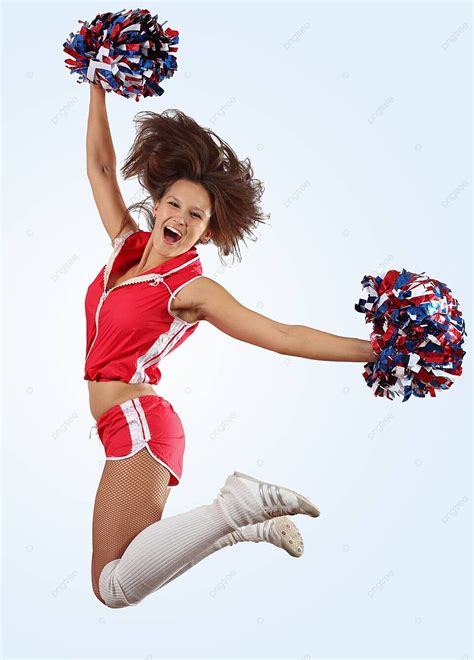 Fundo Menina Líder De Torcida Pulando No Ar Escola De Esportes Foto E