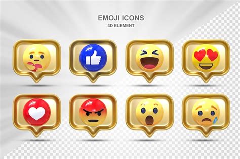 Conjunto de emoticon 3d de reação de mídia social PSD Premium