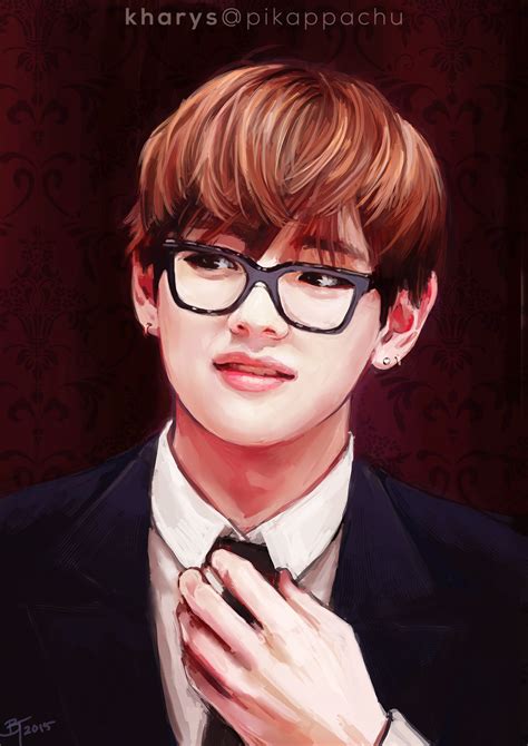 Kim Taehyung In Glasses Fanart Bts Fan Art Fanpop