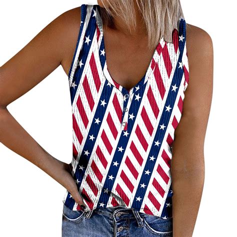 Ehqjnj Female Patriot Day Women Independence Day Print Sleeveless Top