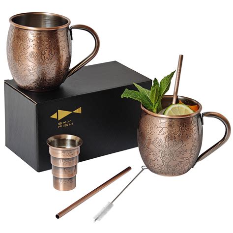 Amazon Sky Fish D Etched Moscow Mule Copper Mugs Set Of