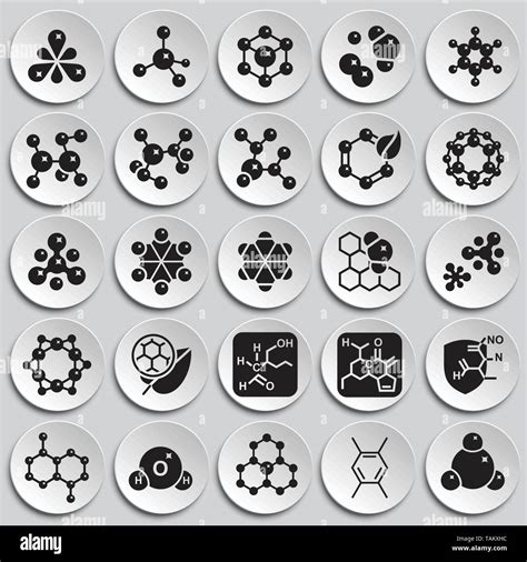 Molecula Icons Set On Plates Background For Graphic And Web Design