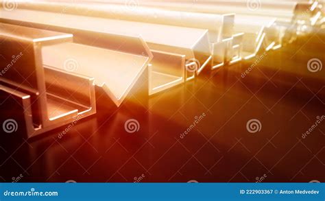 Lighting Rolled Metal And Iron Rod Conceptual Industrial 3d Rendering