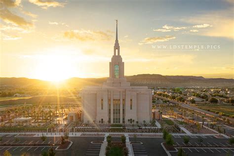 Red Cliffs Temple Golden Sunrise LDS Temple Pictures