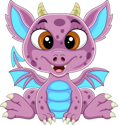 Premium Vector Cartoon Funny Pink Baby Dragon Sitting