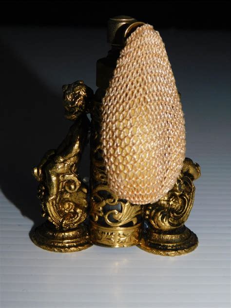 Vintage Gold Filigree Ormolu Double Cherub Perfume Bottle Atomizer Ebay