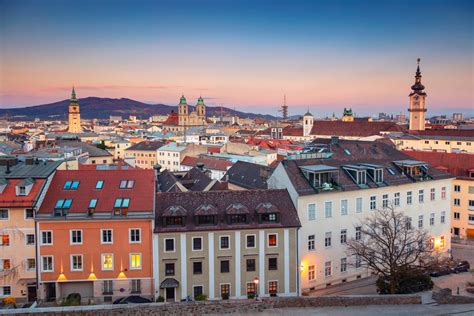 Aerial Cityscape Image Of Linz Austria During Sunset Pure Vacations