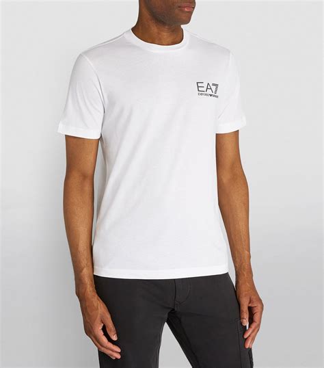 Mens Ea Emporio Armani White Lux Identity Logo T Shirt Harrods Uk