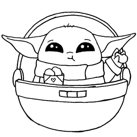 Målarbild Baby Yoda för Barn - Skiv ut gratis på malarbilder.se