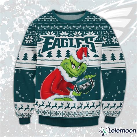 Philadelphia Eagles Grnch Christmas Sweater Lelemoon