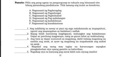 Panuto Piliin Ang Pang Ugnay Sa Pangungusap At Tukuyin Ang Isinasaad