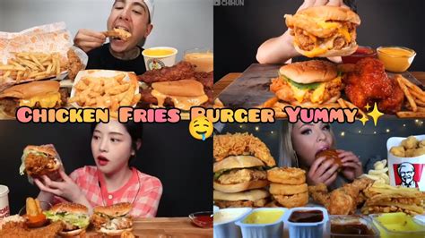 Satisfying Chicken🍗burger🍔fries🍟mukbang Fast Food Extreme Big Bites