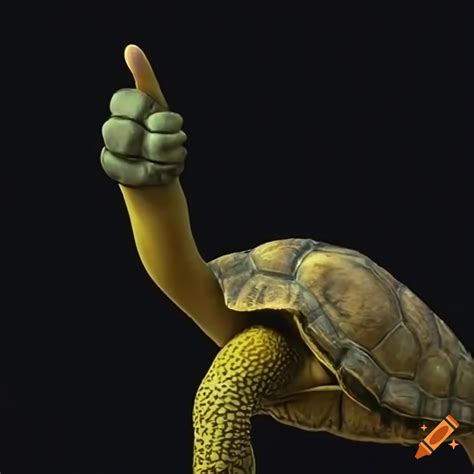 Humorous Image Of A Turtle With Human Arms Giving Thumbs Up On Craiyon