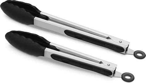 Amazon 2 Pack Black Kitchen Tongs Premium Silicone BPA Free Non