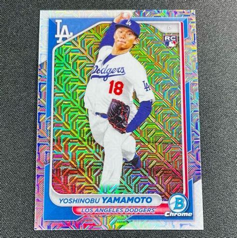 最新 2024 Topps Bowman Mega 山本由伸 No 36 Bowman Chrome ルーキーカード リフラクターカード ボウ