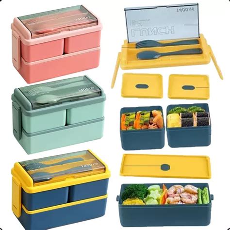 Lunch Box Niveles Fiambrera Desmontable Con Cubiertos Env O Gratis