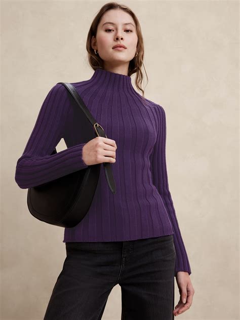 Mock Neck Ribbed Sweater Banana Republic Factory