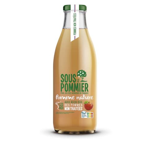 SOUS LE POMMIER Pur jus de pommes nature non traitées 1l pas cher