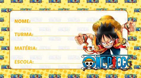 Etiqueta Escolar One Piece Mangá Imagem Legal