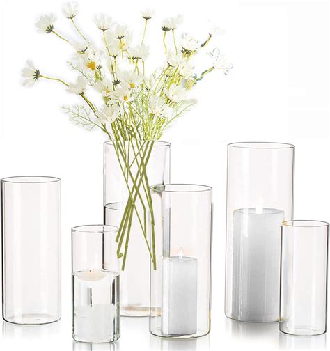 Amazon De Zylindervase Bulk Klar Eylkoi Kerzenhalter Glas Set