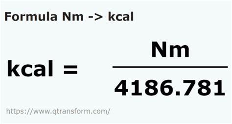 Newtons metro a Kilocalorías Nm a kcal convertir Nm a kcal