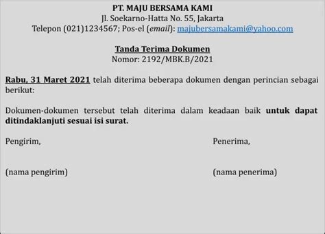 10 Contoh Tanda Terima Berbagai Keperluan Terlengkap