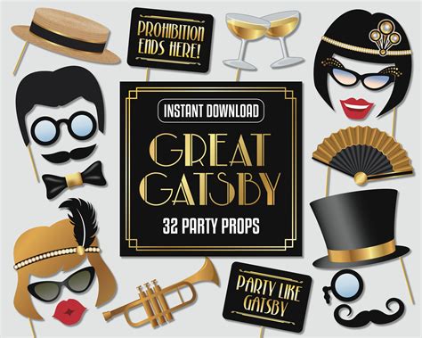 Gatsby Photo Booth Props Great Gatsby Party Roaring S Etsy Singapore