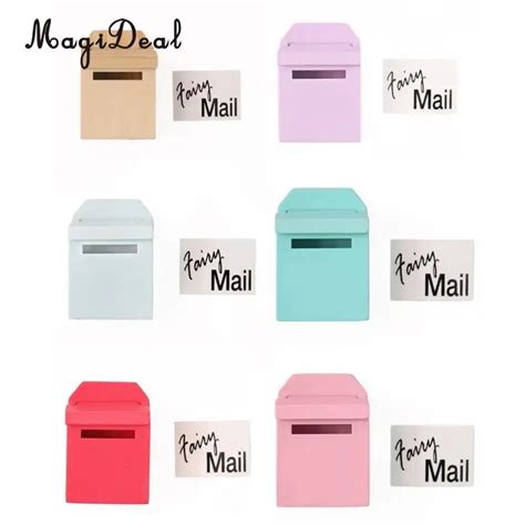 Magideal 1pc 1 12 Scale Wooden Mailbox With Decal Dollhouse Miniature