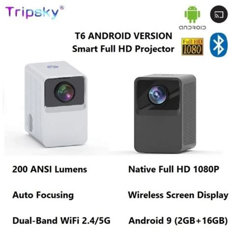 Tripsky T Proyektor Android Portable Smart Projector Ansi Lumens