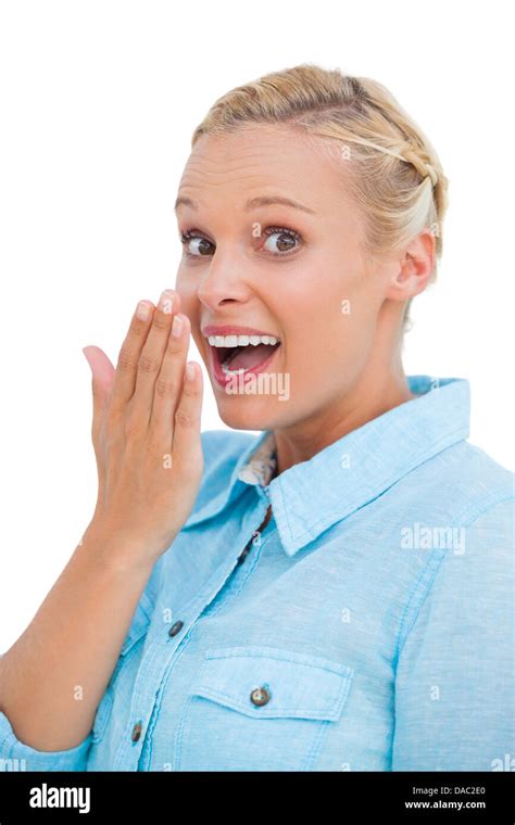 Surprised Blonde Looking At Camera Stock Photo Alamy
