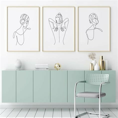 Set Of Nude Women One Line Drawing Art Poster Prints Perfect