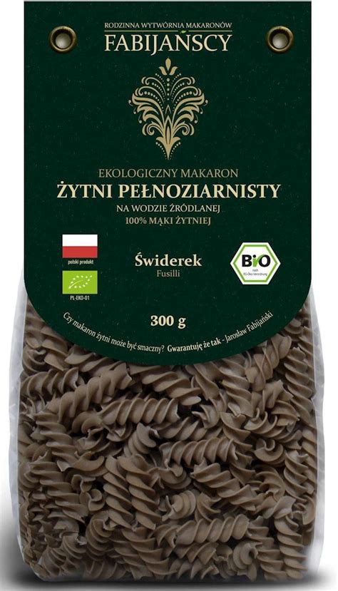 MAKARON ŻYTNI PEŁNOZIARNISTY ŚWIDEREK FUSILLI BIO 300 g FABIJAŃSCY