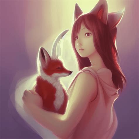 Girl With Fox Ears Kawaii Digital Painting · Creative Fabrica