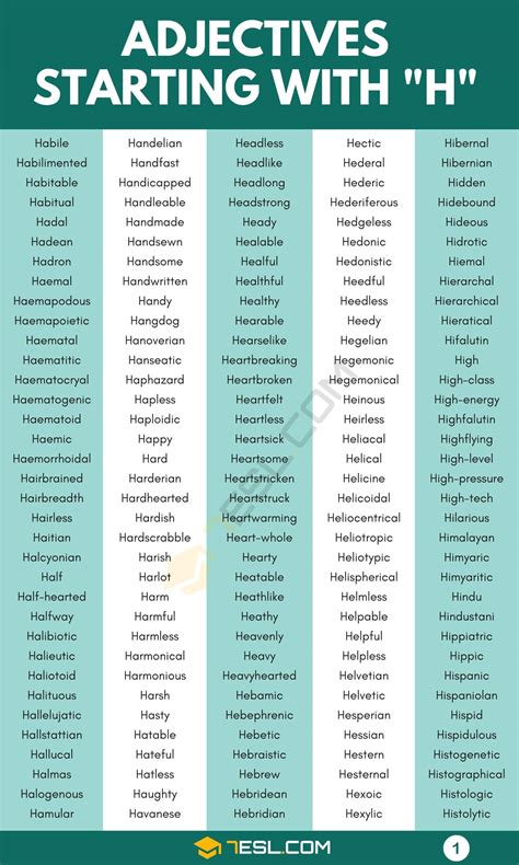 Adjectives That Start With H