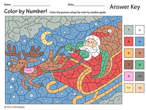 Color By Number Santa S Sleigh Tim S Printables