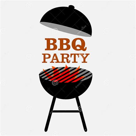 Barbecue Party Bbq Party With Fire Invitation Stock Illustration