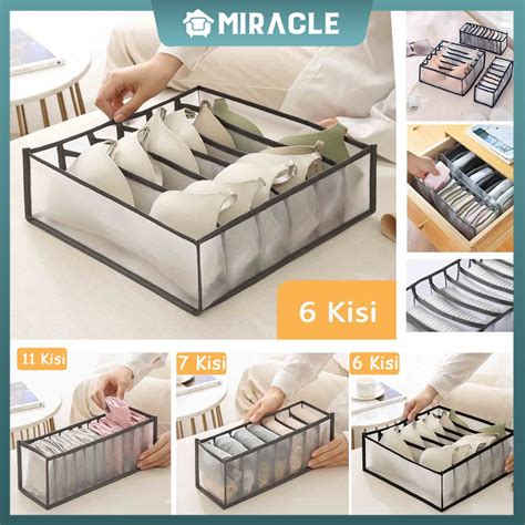 Jual Miracle Washable Underwear Organizer Socks Shorts Bra Storage Box