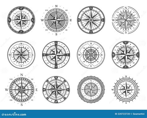 旧罗盘风玫瑰箭 向量例证 插画 包括有 例证 设计 标签 历史记录 北部 旅途 单色 发现 220723720