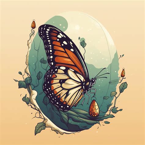 A Butterfly Emerging From Its Cocoon Stock Illustration Illustration