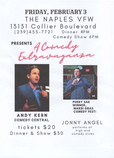 Dinner & Comedy Show-Friday February 3rd - Golden Gate VFW Post 7721